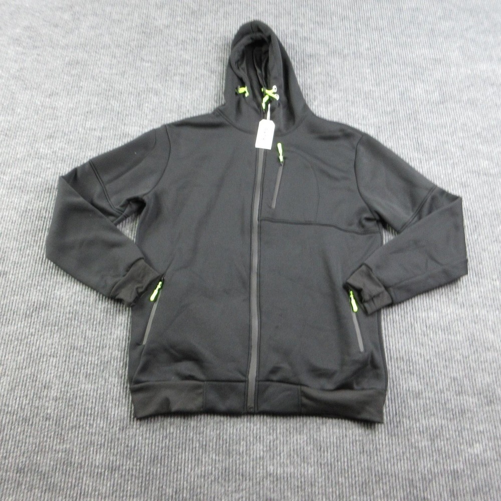 Ouku Hoodie Mens XL Black Full Zip Hooded Lined Zippered Pockets Fleece NWT